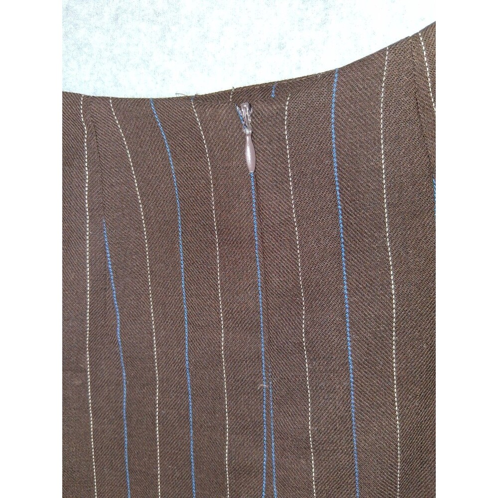 Anne Klein II 100% Wool Pinstripe Pencil Mini Skirt Size 2 Brown Office Siren - Picture 12 of 13